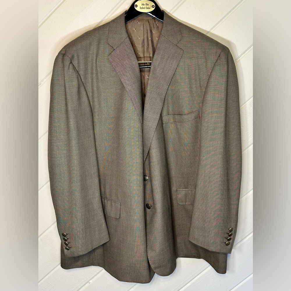 Men’s Oxford Clothes Blazer in Microcheck Olive Grey, Custom Tailored 56L